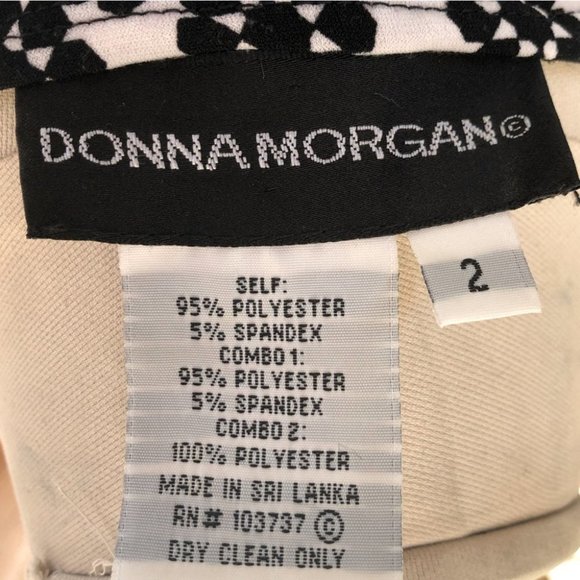 DONNA Morgan black and white geometric patter midi cocktail dress - Picture 6 of 6
